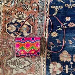 Vintage Colorful Leather Crossbody Purse
